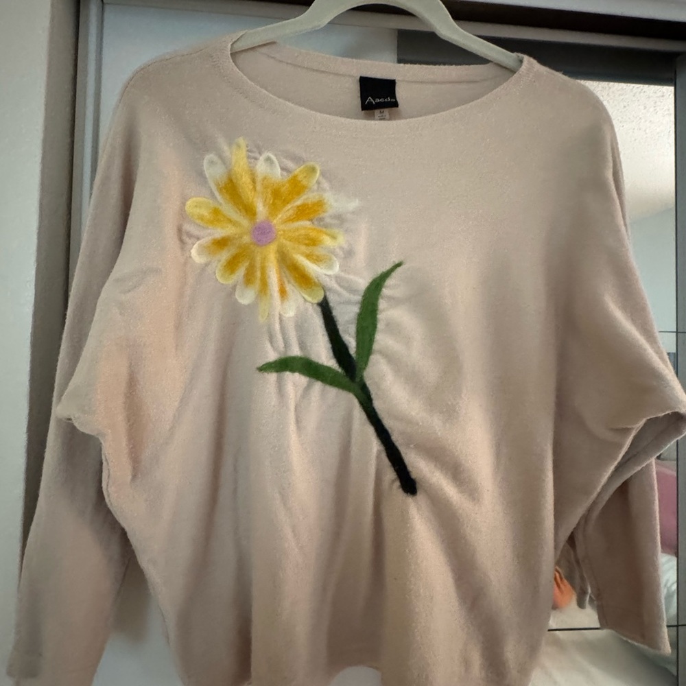Apana Cream Sweater with Floral Design